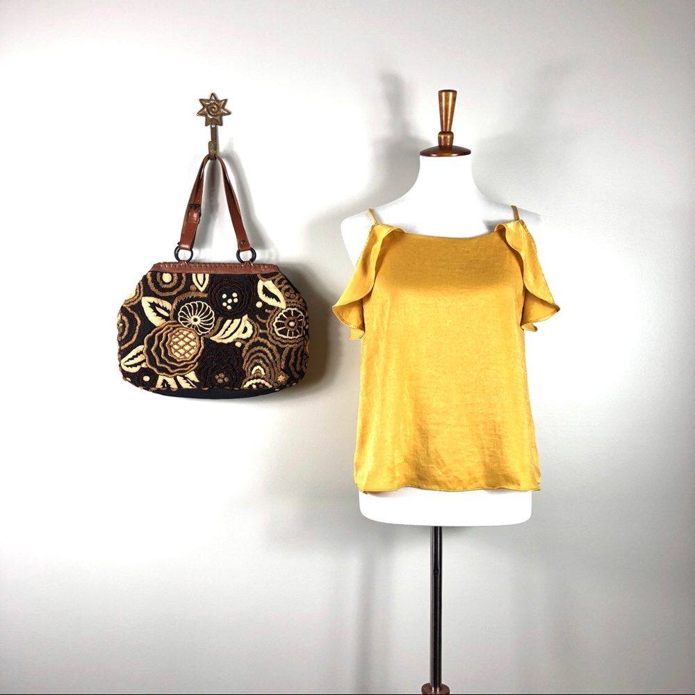 Gold Ruffled Top w/ Low Cut Back - Picture 3 of 9